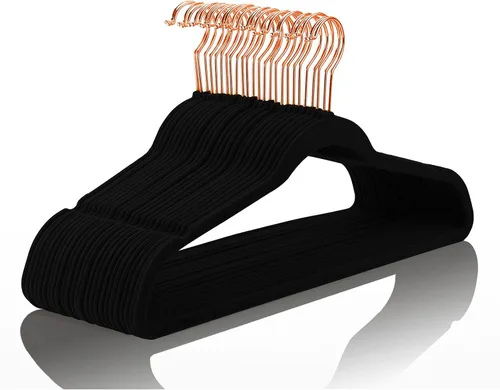 Vista 15 de MIZGI Perchas de Terciopelo Premium (Paquete de 50) Resistentes - Perchas de Fieltro Antideslizantes - Percha de Traje de Terciopelo Marfil