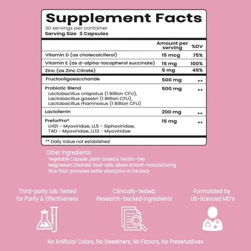 Vista 4 de Vitaliboost Soaking Wet - Probiótico para la salud vaginal total y el aumento de la humedad - 90 cápsulas (suministro de 1 mes)