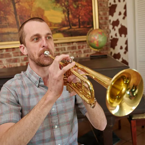 Vista 7 de Mendini de Cecilio Trompeta de latón Bb con estuche de lujo duradero y 1 año de garantía., Azul
