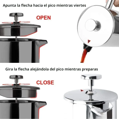 Vista 6 de Secura Cafetera de prensa francesa, prensa de café aislada de acero inoxidable de grado 304 con 2 pantallas adicionales, 34 onzas (1 litro)