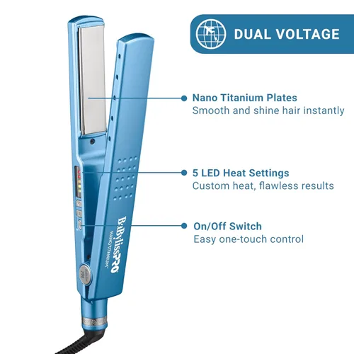 Vista 3 de BaBylissPRO 1 1/4" Digital Ionic Flat Iron, Hair Straightener, Shorter Plates