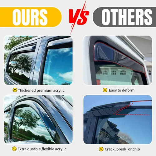 Vista 39 de Visera de ventana para Jeep Cherokee 1984-2001 (Excluye Modelo Limited), Protectores Guards Shields de lluvia de canal exterior, Deflector
