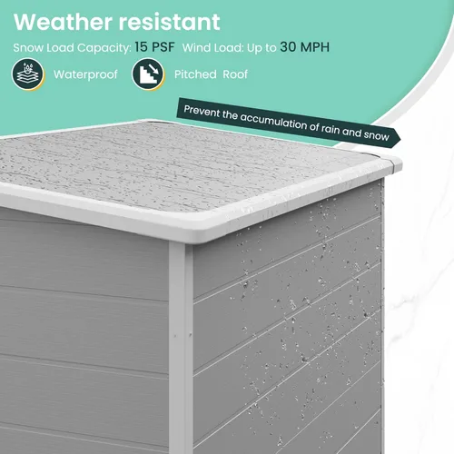 Vista 4 de UDPATIO Cobertizo de almacenamiento al aire libre de 5 x 3 pies, cobertizo de resina de jardín para bicicleta, cubo de basura, herramientas