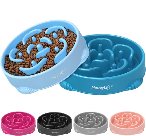 Vista 14 de MateeyLife Cuencos Pequeños de Alimentación Lenta para Gatos 2 Piezas, Cuencos de Comida para Gatos con Rompecabezas Anti-Asfixia, Alimentación