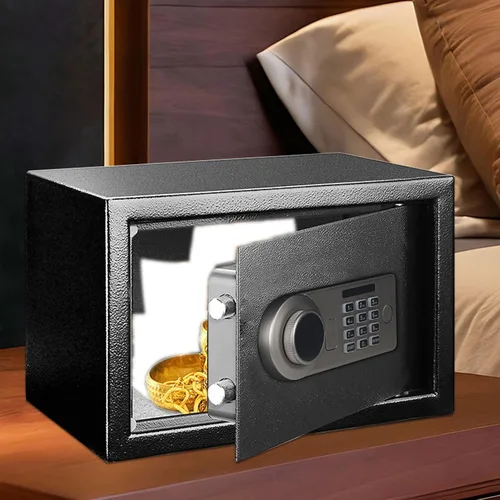 Vista 3 de Home Safe Box, Electronic Security Safe Box with Password and Spare Key, Compact Portable for Cash Jewelry Certificates in Home Office Travel