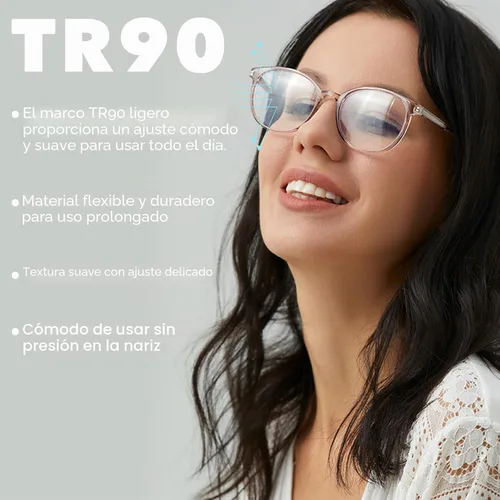 Vista 2 de FONHCOO Blue Light Glasses for Women Men Computer Eyeglasses(Blue) Lightweight TR90 Round Frame Transparent Blue Light Blocking Glasses