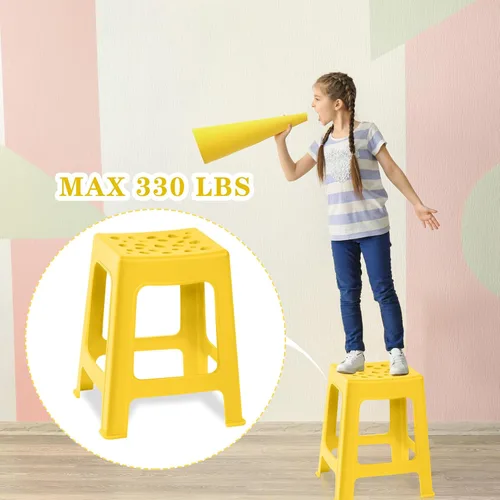 Vista 6 de TURSTIN Paquete de 6 taburetes apilables para aula, de plástico, coloridos, redondos, interiores y exteriores, asientos flexibles, sillas