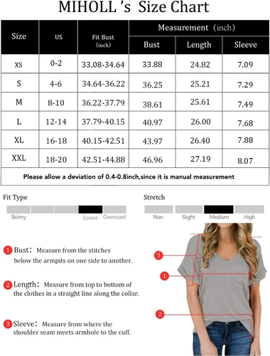 Vista 5 de Miholl Camiseta holgada, informal, de manga corta, con cuello en V, para mujer