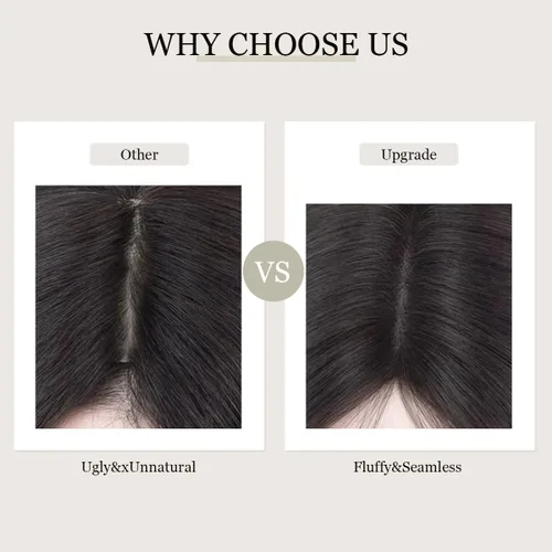 Vista 4 de Aimeolyn Toppers de cabello para mujer, cabello humano real, sin flequillo, extensiones de cabello superior para adelgazar, base de encaje Haisr