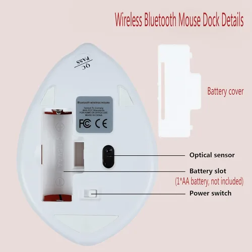 Vista 6 de Ratón Bluetooth, mouse inalámbrico con forma de hámster de animal lindo, mouse ergonómico inalámbrico con regalo, 1 clip de cable