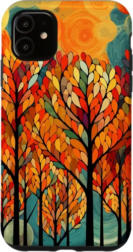 Vista 8 de iPhone 13 Pro Max Otoño y coloridas hojas y árboles de otoño, funda temática de color de otoño