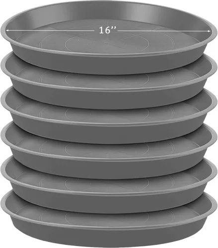 Vista 10 de Eccliy Paquete de 6 platillos de plástico resistentes para macetas, platillos grandes para macetas, bandejas de agua de plástico para interiores
