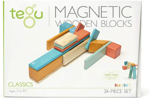Vista 14 de Conjunto de 24 bloques magnéticos de madera de Tegu, talla única , Blossom