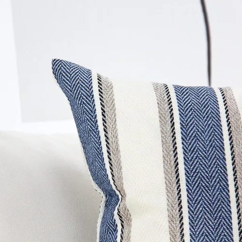 Vista 5 de JOJUSIS - Paquete de 2 fundas para cojines, diseño a rayas, estilo casa de campo, 16 x 16 pulgadas, azul