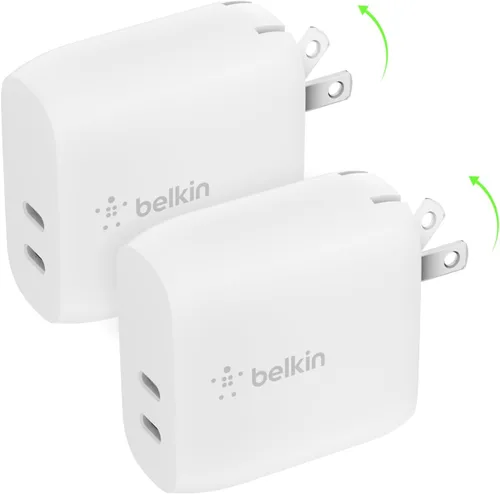 Vista 10 de Belkin Bloque de cargador de pared USB C de doble puerto de 40 W, carga rápida USB C para iPhone de Apple, iPad, teléfono Samsung Galaxy y más