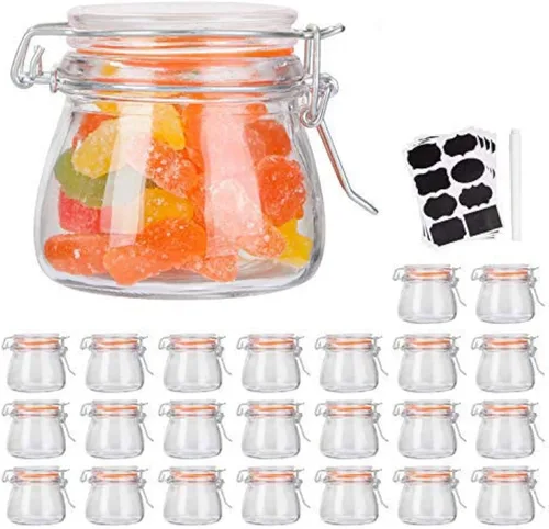 Vista 9 de Encheng Tarros de vidrio con tapas herméticas, tarros Mason de 6 onzas, tarro de vidrio con junta de goma a prueba de fugas de 6.8 fl oz, tarro