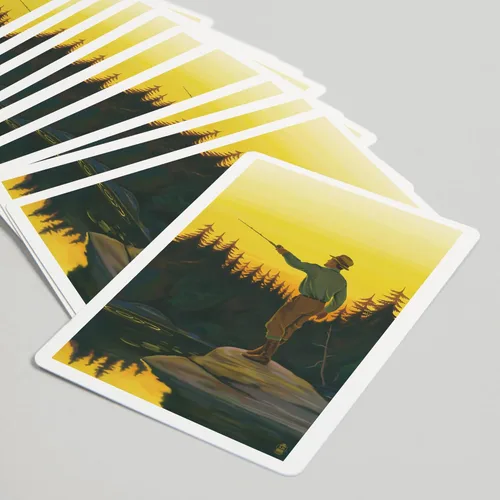 Vista 5 de Lantern Press Escena de pesca con mosca (52 cartas de juego, baraja de cartas de tamaño póquer con comodines)
