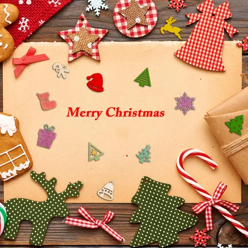 Vista 6 de 300 piezas de mini adornos de Navidad de madera sin terminar, adornos de Navidad de madera, mini rebanada de madera en blanco, manualidades