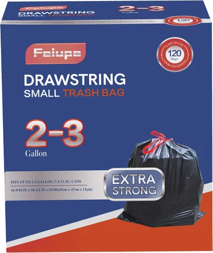 Bolsa de basura con cordón de 2 a 3 galones, forro para bolsa de basura pequeña adecuada para contenedores de basura de 2 galones, 2.3 galones, 2.4