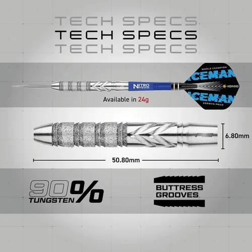 Vista 4 de RED DRAGON Gerwyn Price Element - Juego de dardos de tungsteno (0.85 oz) con vuelos y tallos