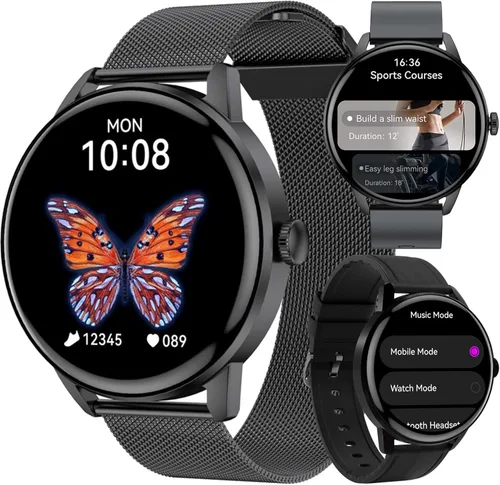 KPEP Fitness Watches for Women Men with 3 Bands, 1.43" AMOLED Screen Smartwatches Make & Answer Calls, SpO2 Heart Rate Monitor, IP67 Waterproof