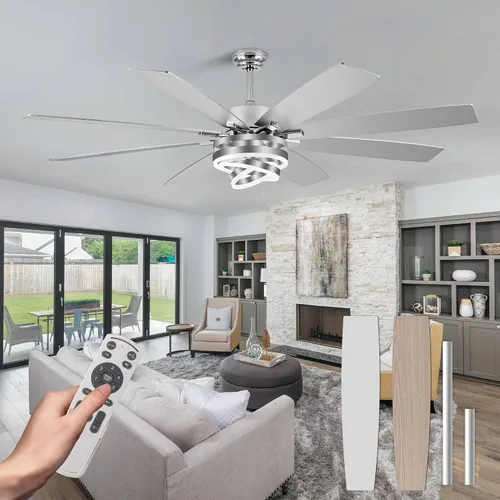 Vista 18 de Ventiladores de techo retráctiles de 42 pulgadas con luces ventilador de Dorado