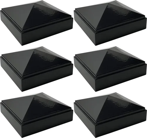 Vista 18 de Tapa de poste de pirámide de aluminio de 2 x 2 pulgadas para postes de metal, ajuste a presión, color negro con recubrimiento en polvo, resistente