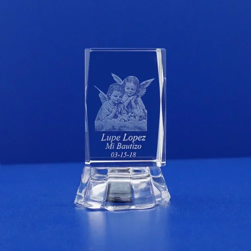 Bautizo Recuerdos de Bautizo Personalizado Grabado Láser Grabado 3D Ángeles de la Guarda (2.5 pulgadas de alto)