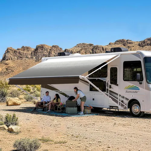 Vista 14 de Suncode Toldo para autocaravana para caravana, cámper y remolques de viaje, kit completo de toldo manual para caravana, toldo manual para cámper