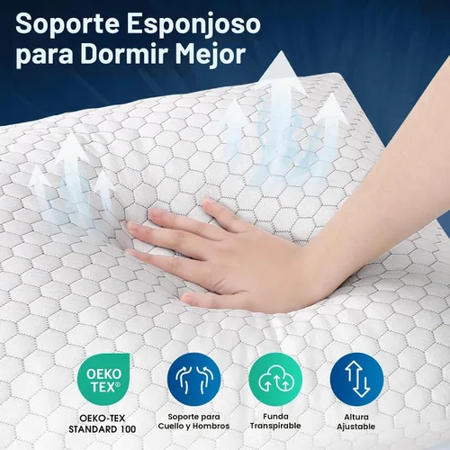 Vista 5 de CushyOasis - Juego de 2 almohadas de espuma viscoelástica triturada para dormir, almohadas de cama con sistema de enfriamiento, almohadas ajustables