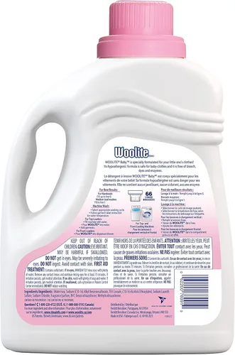 Vista 2 de Woolite Detergente para ropa de bebé, 66 cargas, líquido hipoalergénico, HE y estándar, lavado a mano, el embalaje puede variar, 100 onzas