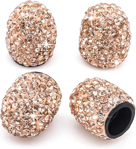 Vista 20 de 4 tapas de válvula de vástago de neumático de diamantes de cristal brillante, a prueba de polvo, tapas universales para válvulas de neumáticos