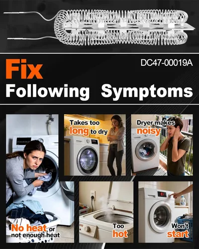 Vista 5 de 【Actualizado】Elemento de calefacción DC47-00019A para secadora Samsung DVE50R5200W/A3 DV45H7000EW/A2 DV40J3000EW/A2 DVE50M7450W/A3 DV42H5000EW/A3