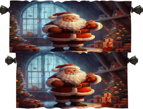 Vista 43 de Shrahala Floral Abstract Design Tier Curtains for Kitchen Windows, Minimalist Flower Illustration Window Curtain Panels Multilayer Polyester