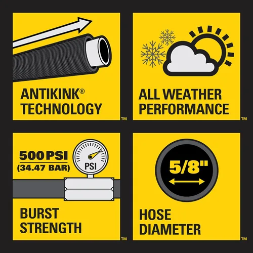 Vista 7 de Manguera de jardín Stanley FATMAX de grado profesional, 50 pies x 5/8 pulgadas, amarilla, 500 PSI