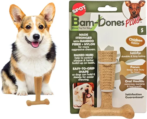 Vista 16 de SPOT Bam-Bones Plus T Bone - Juguete masticable de fibra de bambú y nailon para perros masticadores moderados a agresivos, duradero y sin astillas