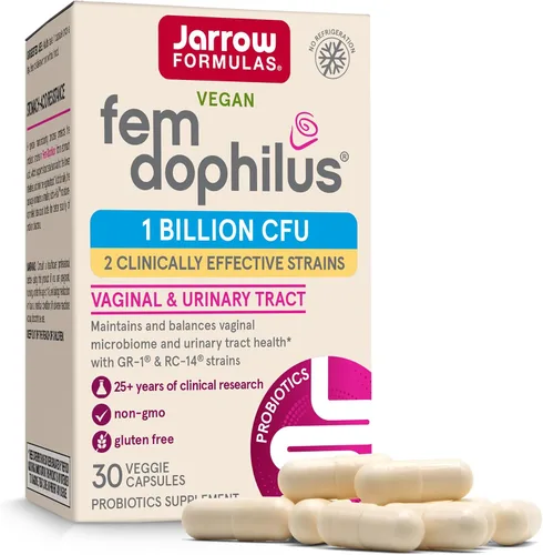Jarrow Formulas Fem-dophilus, Mil Millones de Organismos por cápsula, apoya la salud vaginal y del tracto urinario, 30 cápsulas, FEMS, individual