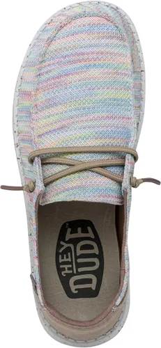 Vista 3 de Hey Dude Wendy Chambray - Zapatos para mujer, mocasines con cordones para mujer, cómodos y ligeros Aurora Blanco 2