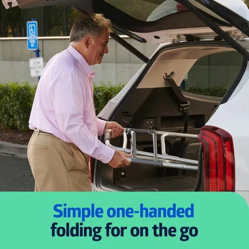 Vista 3 de Medline Andador plegable bariátrico resistente con ruedas de 5 pulgadas y asas duraderas, capacidad de peso de 500 libras