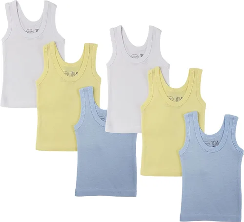 Paquete de 6 camisetas sin mangas para bebé, 100% algodón, camisetas de manga corta para niños y niñas, unisex