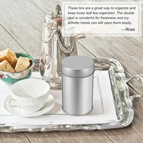 Vista 7 de Zopeal 3 Pack Tea Tin Canister with Airtight Double Lids 12 oz Can Box Canister for Loose Leaf Tea Storage Bag Container Portable Small Kitchen for