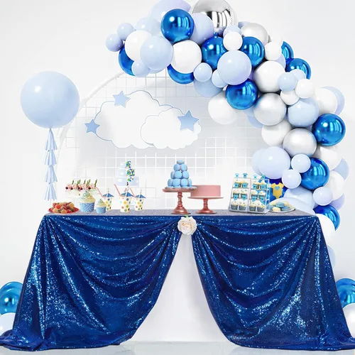 Vista 56 de B-COOL Mantel de lentejuelas con brillo para mesas, color azul bebé, mantel de lentejuelas para decoración de mesas, para bodas, Navidad