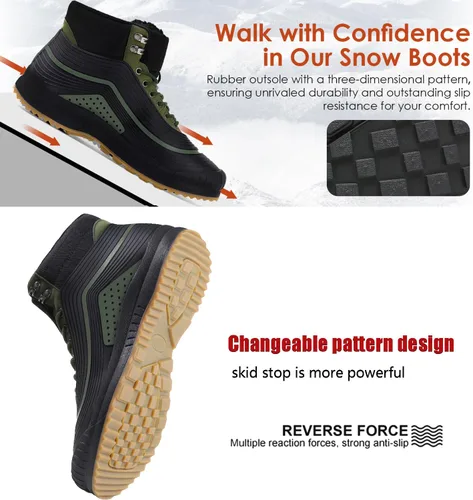 Vista 5 de ulogu Snow Boots for Men WomenInsulated Waterproof Fur Lined BootiesLightweight Winter Shoes