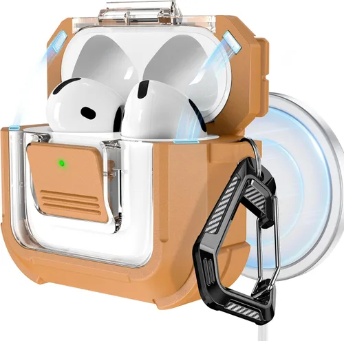 Vista 26 de RFUNGUANGO Funda para AirPods Pro 2, compatible con AirPods Pro de 2ª/1ª generación, compatible con MagSafe, bloqueo automático magnético con kit