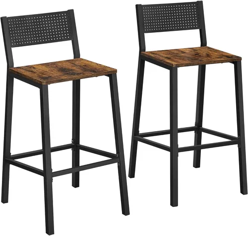 Vista 9 de VASAGLE Juego de 2 taburetes de bar, sillas de bar para cocina, comedor, industrial, gris carbón y negro ULBC070B22