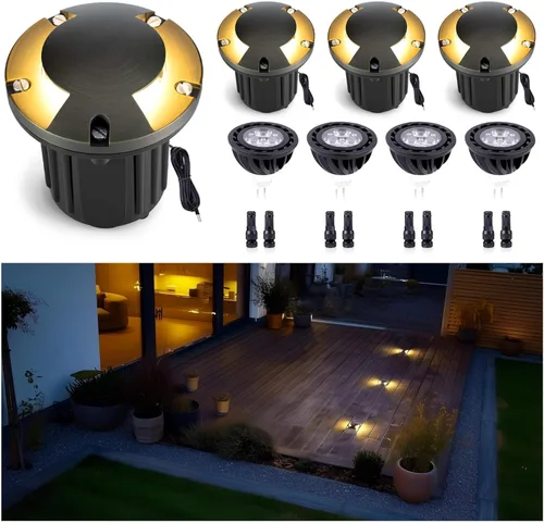 Vista 12 de Gardenreet - Luz de pozo en tierra - Latón 12V IP65 Iluminación de paisaje al aire libre, luz de torreta de bajo voltaje LED en grado, bronce