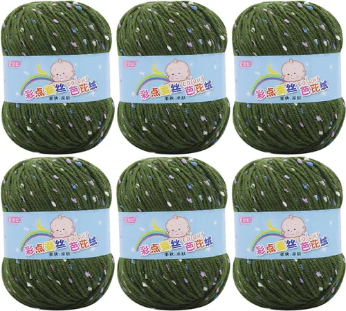 Vista 16 de Paquete de 6 hilos de ganchillo de algodón colorido para tejer suéter súper suave para mantas de bebé y ropa, sombrero, bufanda, 10.58 oz