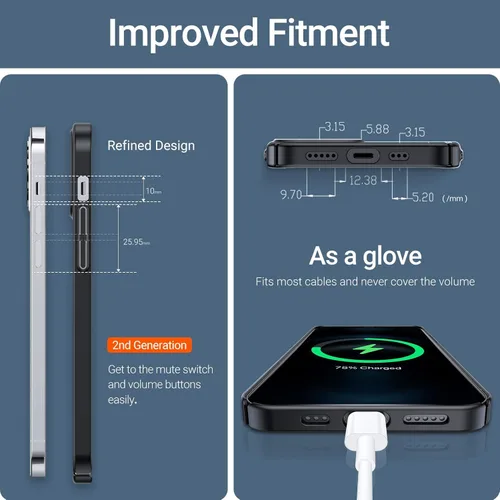 Vista 5 de TORRAS Ajuste Delgado funda para iPhone 12 Pro Max, funda ultrafina con agarre antideslizante y sin huellas dactilares, funda de plástico duro súper