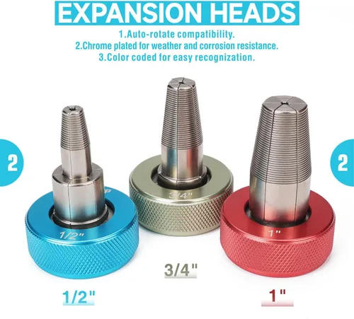 Vista 3 de iCrimp - Kit de herramientas de expansión de trinquete Pex con rotación automática PEX-a Tubing Expander, con cabezales de expansión ProPEX de 1/2