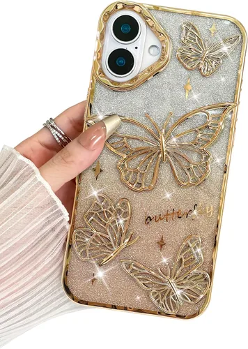 Vista 14 de BITOBE Diseñada para iPhone 16 Pro Max, Bonita Funda de Mariposa 3D Delgada con Chapado Brillante Reluciente de Lujo para Mujeres y Niñas Protectora
